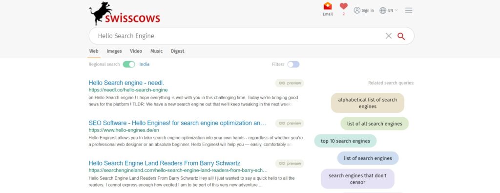 swisscows search engine